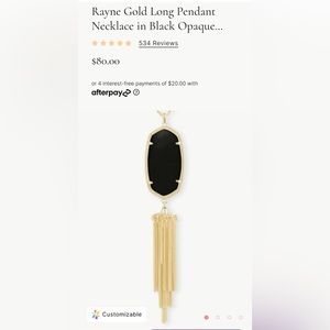 Kendra Scott Rayne Gold Long Pendant Necklace Black Stone!!  Sold out!  New!!